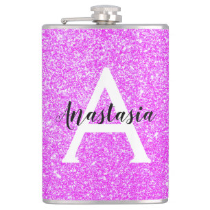 Girly Glam Lila Glitter Sparkles Monogram Namn Fickplunta