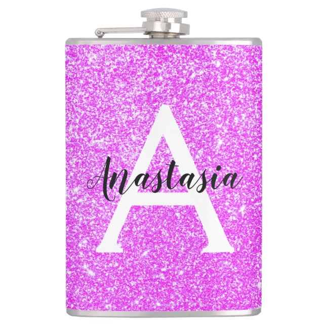 Girly Glam Lila Glitter Sparkles Monogram Namn Fickplunta (Framsidan)
