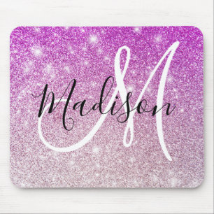 Girly & Glam Lila Glitter Sparkles Monogram Namn Musmatta