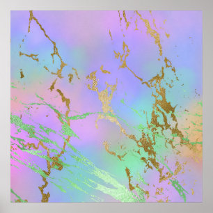 Girly Glam Marble   Trendig Play Pastel Ombre Poster