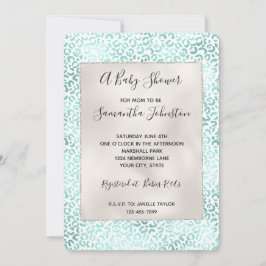 Girly Glam Mint Leopard Skriv ut Inbjudningar