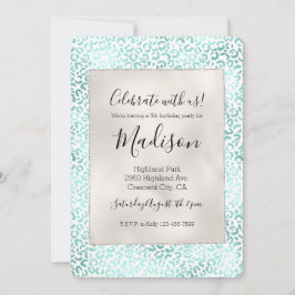 Girly Glam Mint Leopard Skriv ut Inbjudningar