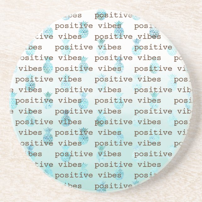 Girly Glam Mint Teal Aqua Tropical Pineapples Underlägg (Framsidan)