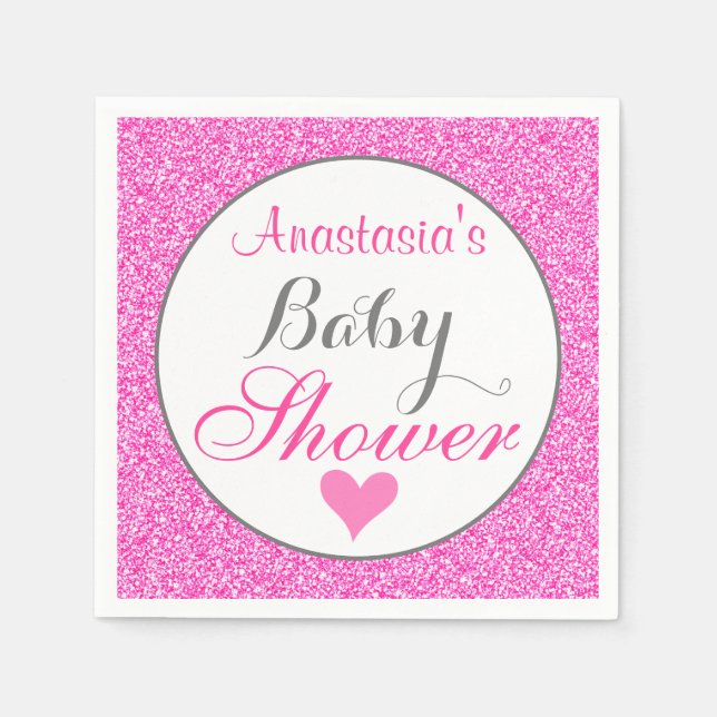 Girly & Glam Princess Glitter Baby Shower Pappersservett (Framsidan)