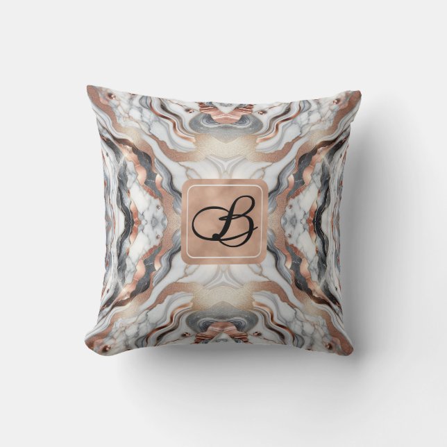 Girly Glam Ro Guld Silver & White Marble Kudde (Framsida)