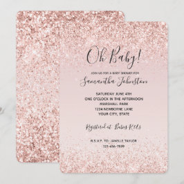 Girly Glam Rosa Glitter Gnistra Inbjudningar