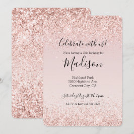 Girly Glam Rosa Glitter Gnistra Inbjudningar