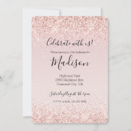 Girly Glam  Rosa Glitter Gnistra Inbjudningar