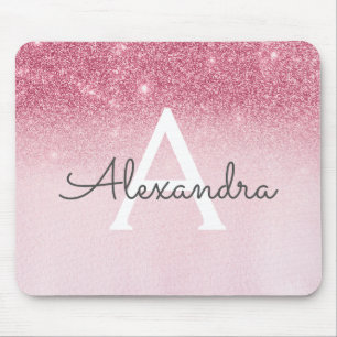 Girly Glam Rosa Gnistra Glitter Monogram Musmatta