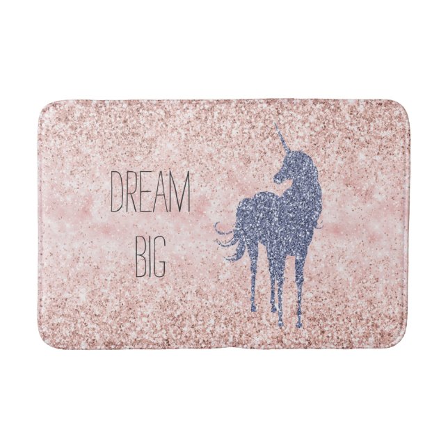 Girly Glam  Rosa Lila Unicorn Glitter Badrumsmatta (Framsidan)