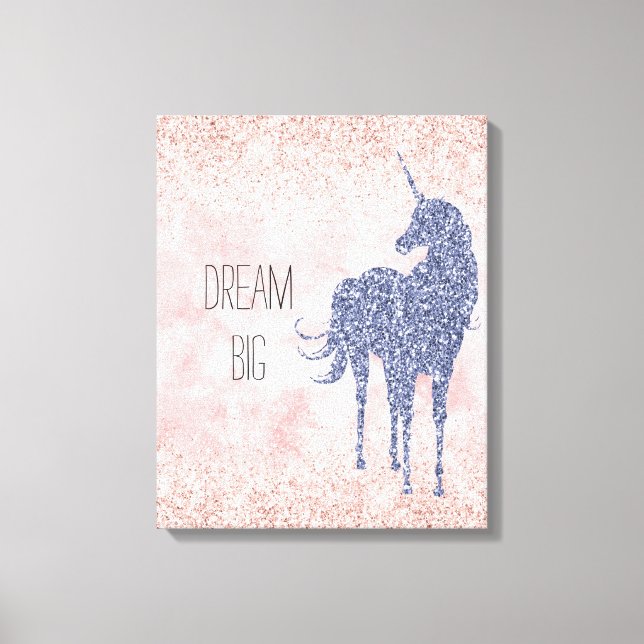 Girly Glam  Rosa Lila Unicorn Glitter Canvastryck (Framsida)