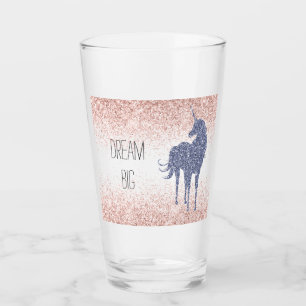 Girly Glam  Rosa Lila Unicorn Glitter Glaskopp