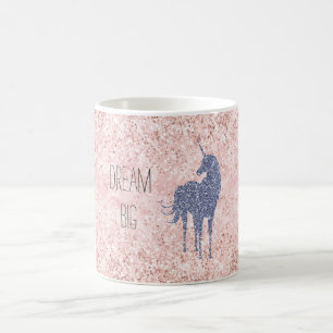 Girly Glam Rosa Lila Unicorn Glitter Kaffemugg