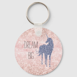 Girly Glam Rosa Lila Unicorn Glitter Nyckelring