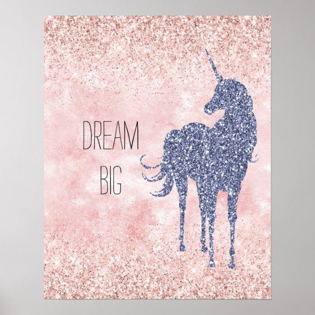 Girly Glam  Rosa Lila Unicorn Glitter Poster (Framsidan)