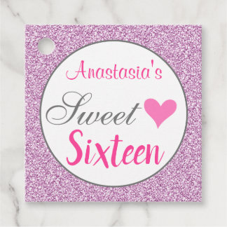 Girly Glam Rosa Lilac Lila Glitter Sweet sixteen Gåvor Etiketter