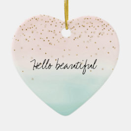 Girly Glam  Rosa Mint Guld Gnistra Confetti Julgransprydnad Keramik