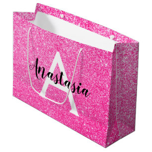 Girly Glam Shock rosa Glitter Sparkles Monogram Na