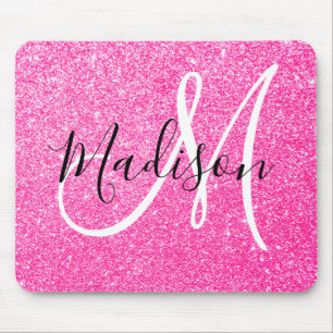 Girly Glam Shock rosa Glitter Sparkles Monogram Na Musmatta