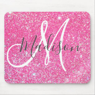 Girly Glam Shock rosa Glitter Sparkles Monogram Na Musmatta