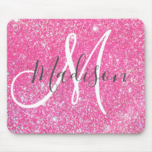 Girly Glam Shock rosa Glitter Sparkles Monogram Na Musmatta (Framsidan)