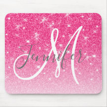 Girly Glam Shock rosa Glitter Sparkles Monogram Na