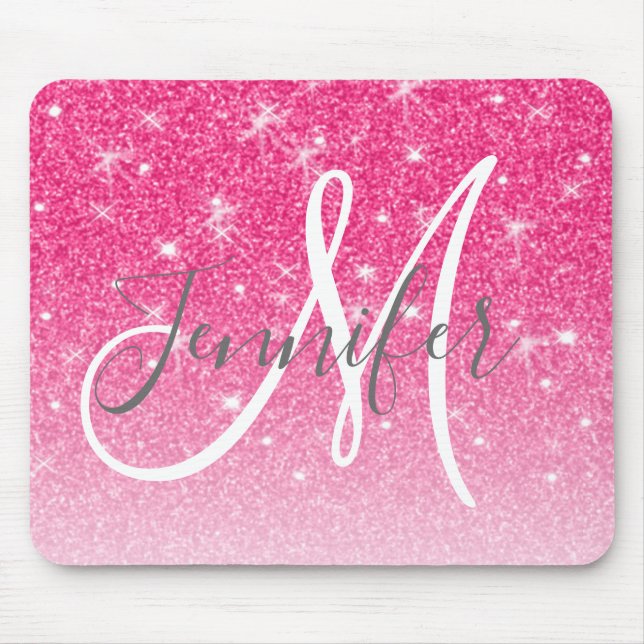 Girly Glam Shock rosa Glitter Sparkles Monogram Na Musmatta (Framsidan)