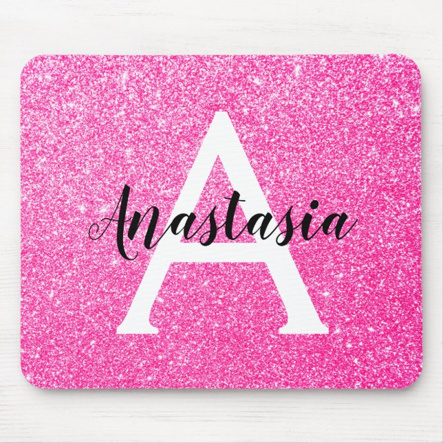 Girly Glam Shock rosa Glitter Sparkles Monogram Na Musmatta (Framsidan)