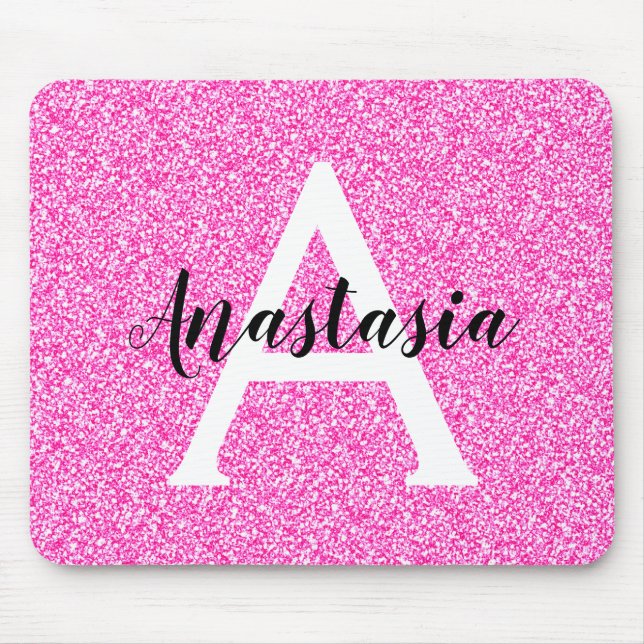 Girly Glam Shock rosa Glitter Sparkles Monogram Na Musmatta (Framsidan)