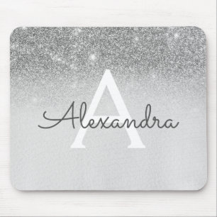 Girly Glam Silver Gnistra Glitter Monogram Ombre Musmatta