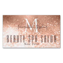 Girly Glamous Ro Guld Glitter SPA Salon Magnetiska Visitkort