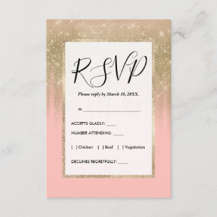 Girly Glamous Rosa Guld Glitter Stripe-övertoning Tilläggskort