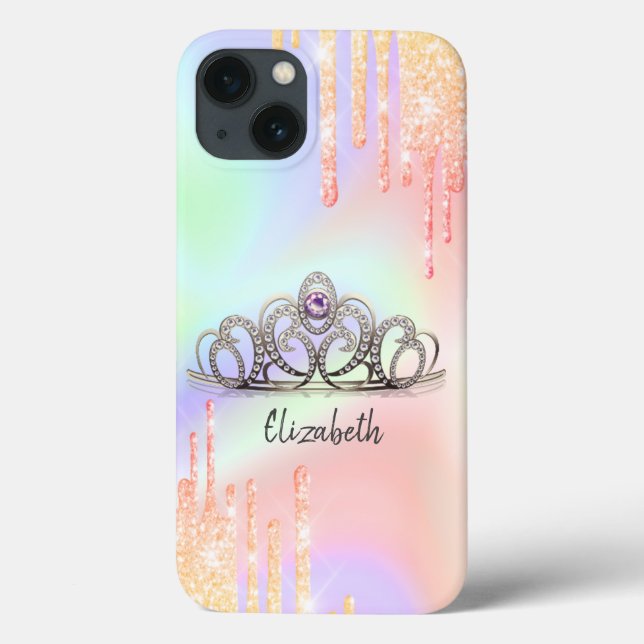 Girly Glitter Drips Ombre Diadem Holografisk (Baksida)