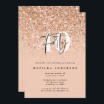 Girly glitter gnistra 40-årsdagen<br><div class="desc">40:e rosa peach gnistra pejlpeffektinbjudan. Modern text,  monokrom design. En del av en samling.</div>