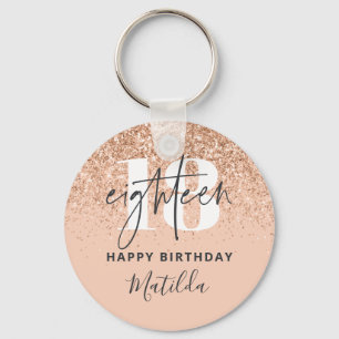 Girly glitter gnistra, modern 18:e födelsedagsfes nyckelring