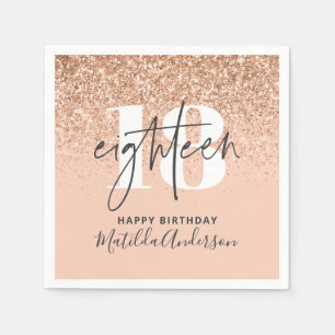 Girly glitter gnistra, modern 18:e födelsedagsfest pappersservett