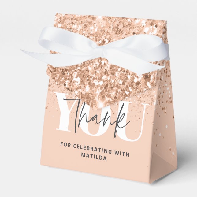 Girly glitter gnistra, modern 18:e födelsedagsfest presentaskar (Framsidan Sidan)