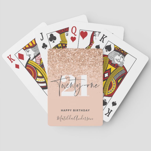 Girly glitter gnistra, modern 21-årsdag  casinokort (Baksidan)