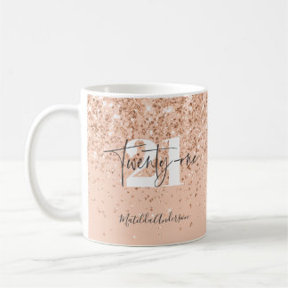 Girly glitter gnistra modern 21-årsdag party kaffemugg