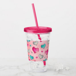 Girly Glitter Hearts Take Away Mugg