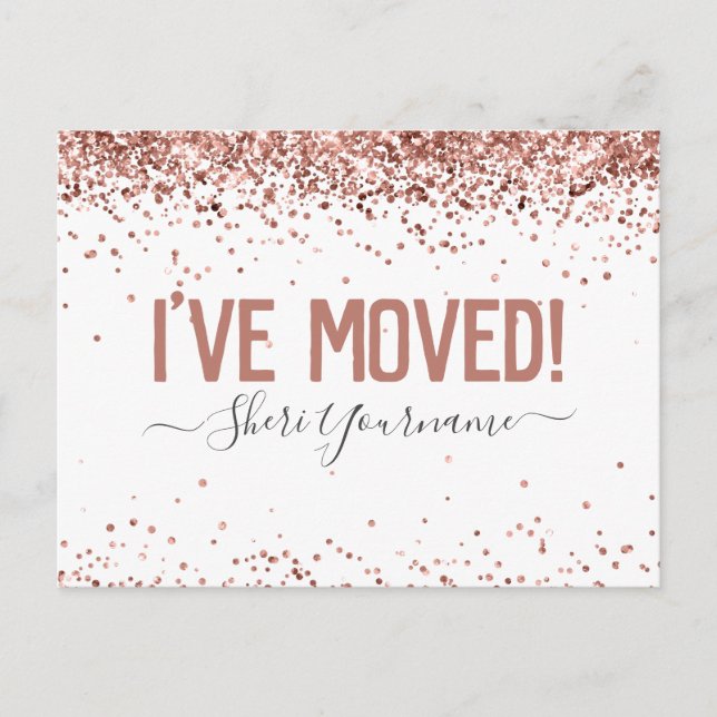 Girly Glitter jag har Flyttat Personlig Vykort (Framsida)