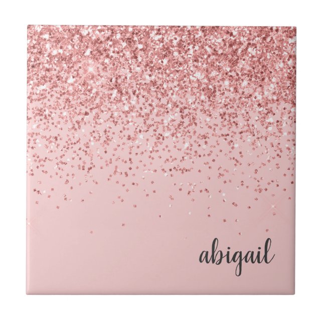 Girly Glitter  Rosa Gnistra Modern Party Kakelplatta (Framsidan)