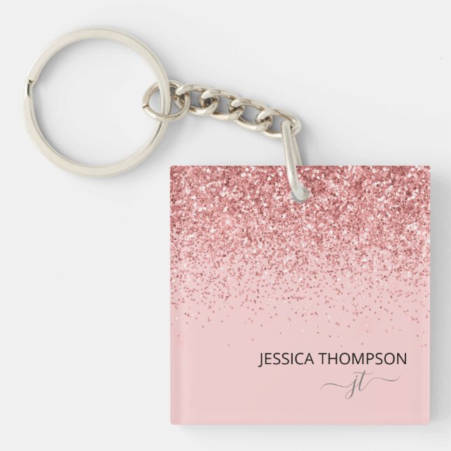 Girly Glitter  Rosa Simple Monogram Namn (Framsidan)