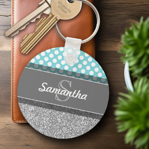 Girly Glitter Skriv ut Mönster med Anpassningsbar Nyckelring