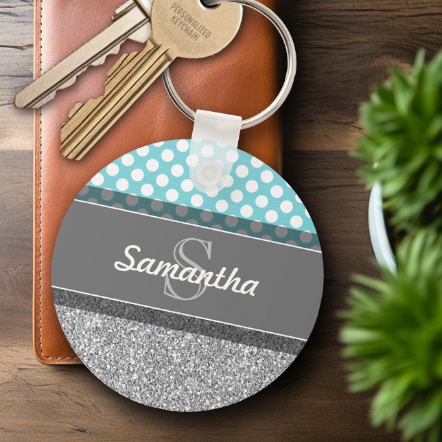Girly Glitter Skriv ut Mönster med Anpassningsbar  Nyckelring (Personalized Keychain)