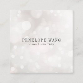 Girly Glitter Stollig White Bokeh Fyrkantigt Visitkort