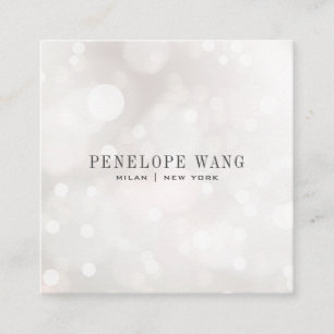 Girly Glitter Stollig White Bokeh Fyrkantigt Visitkort