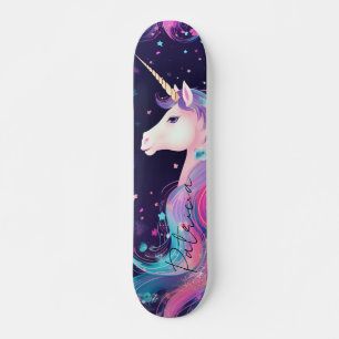 Girly Glitter Unicorn Rainbow Färg Mini Skateboard Bräda 18,5 Cm