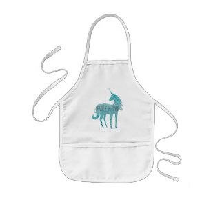 Girly Glitz Aqua Turquise Glitter Unicorn Barnförkläde