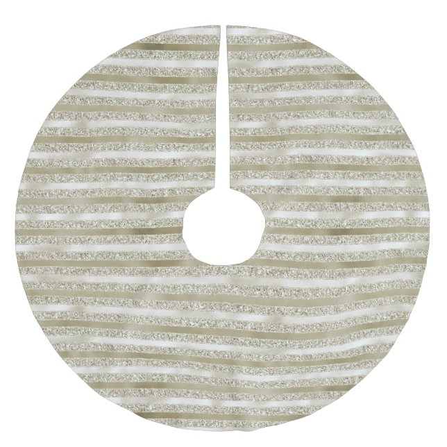 Girly Glitzy Glitter Glam Guld Rand Julgransmatta Borstad Polyester (Framsidan)